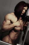1girl abs biceps big_breasts covering_breasts dominant_female domination femdom muscle muscle_girl muscle_mommy muscular_arms muscular_female nude selfie side_view solo solo_female strong_woman veiny_arms veiny_muscles