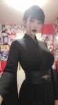 1girl asian asian_female black_hair black_lipstick goth goth_girl looking_at viewer tagme webm