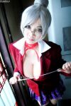 asian breasts cosplay female grey_hair large_breasts long_hair solo
