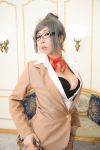 asian breasts cosplay female glasses grey_hair large_breasts long_hair solo