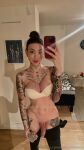 big_breasts big_penis erect_penis erection mirror mirror_selfie moscardiniema pulling_pants down tattooed_girl tattoos trans trans_female transgender