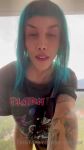 big_breasts big_penis blue_hair bottomless breasts colored_hair cum cumshot dyed_hair erect_penis erection latina looking_at viewer looking_pleasured masturbation moaning navel_piercing nipples penis sara_salazar smile solo sound t-shirt tattoo topless trans trans_female transgender webm
