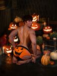 1boy ass barefoot feet gay halloween hglifting kneeling male male_only muscular_male pumpkin soles solo solo_male sourced twitter underwear white_male