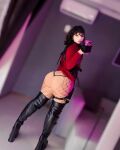 1girl ada_wong ass breasts brown_hair clothed clothed_female cosplay female female_focus female_only female_solo huge_ass looking_back medium_hair resident_evil solo solo_female solo_focus sophia_scamander
