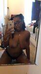 1girl black black_female breasts dark-skinned_female dark_skin female female_focus female_only female_solo glasses goddess_jayee long_hair looking_at_viewer medium_breasts mirror mirror_selfie nipples panties partially_clothed solo solo_female solo_focus topless