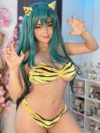 bra cosplay green_hair horns looking_at_viewer lum panties solo sweetieline urusei_yatsura