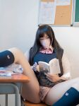1girl asian asian_female book female_only ggsonlyxx panties school_uniform schoolgirl solo solo_female spread_legs tease teaser teasing thick_thighs thighs
