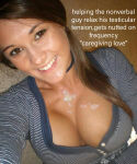 caption cleavage cum cum_on breasts cum_on face fantasy large_breasts non-nude smiling