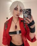 1girl cosplay cosplayer devil_may cry fingerless_gloves model_request rule_63 short_hair white_hair