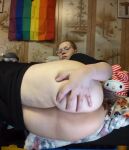 0420drawsstuff anus ass ass_grab ass_jiggle ass_shake bed bedroom big_ass bottomless brown_eyes brunette eva_android feminine glasses grabbing_ass jiggle jiggling_ass lipstick long_hair looking_at viewer looking_back lying_on side makeup on_bed pants pants_down presenting_ass rubbing_anus shaking_ass shirt solo sound spread_anus spread_ass squeezing_ass testicles thick transgender trap webm winking_asshole