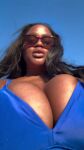 1girl black black_female black_hair bouncing_breasts breast_jiggle breasts dark-skinned_female dark_skin female_focus female_only female_solo huge_breasts jiggle jiggling_breasts large_breasts solo solo_female solo_focus sound sunglasses vertical_video video webm