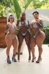3girls big_ass big_breasts bikini bikini_only black_female blahgigi blonde_hair brown_hair curvaceous curvy dark-skinned_female dark_skin dick_sucking lips female female_focus female_only full_lips glasses high_heels huge_ass huge_hips huge_thighs lala_koi latina light-skinned_female looking_at viewer necklace outside short_hair tattoo_on arm tattoo_on belly tattoos tattoos_on arm tattoos_on leg thick_thighs tokyodriftcity voluptuous word_tattoo