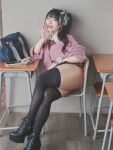 asian ass high_heels kimimo_purin kneehighs miniskirt school_uniform schoolgirl short_skirt sitting thicc thick_thighs