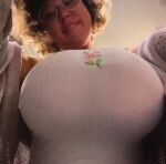 1girl areolae big_breasts blonde blonde_hair bouncing_breasts breasts cleavage female female_focus female_only female_solo glasses gwy_ther jiggle jiggling_breasts lipstick long_hair looking_at viewer makeup massive_breasts nipples pov shaking_breasts shirt shirt_lift shirt_pull shirt_up smile smiling solo sound squeezing_breasts sweater topless webm