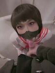 2boys aryabq asian brown_hair brunette crossdresser cum_on face cumming cumshot erection femboy feminine floor kneeling licking licking_penis long_hair looking_at viewer male male_focus male_only male_pov mask masturbation on_floor on_knees penis pov sound standing tongue tongue_out trap webm