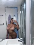 bathroom big_breasts bracelet breasts completely_nude female_only latina mirror_selfie onlyfans sariixo selfie tanlines tattoos wet wet_body wet_hair