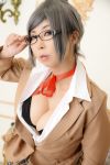 asian breasts cosplay female glasses grey_hair large_breasts long_hair solo