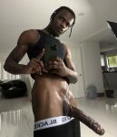 1boy bbc big_penis black_male blacked_clothing damion_dayski dark-skinned_male dark_skin huge_penis iphone male male_only muscular_male penis phone solo solo_male sourced tattoo twitter underwear underwear_down