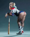 alyssa_loughran ass ass_focus baseball_bat bat cosplay dc dc_comics fat_ass harley_quinn jeff_zoet_visuals looking_at_viewer pose posing smile