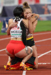 1girl ass ass_focus athlete athletic athletic_female big_ass black_hair dat_ass ewa_swoboda female female_only lots_of_tattoos outdoors polish polish_female ponytail smile solo tattoo