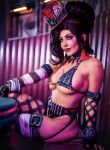 borderlands cosplay cosplayer enhanced_breasts fake_tits garter garter_straps huge_breasts jessica_nigri looking_at_viewer mad_moxxi micro_bikini sideboob stockings thick_thighs underboob