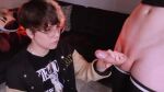 2femboys big_penis blowjob blowjob_on standing guy while kneeling erect_cock feet feet_up femboy_dick femboy_only footjob gay glasses handjob hunnypaint looking_up talking talking_to partner webm