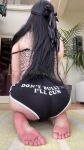 ass ass_shake big_ass black_hair booty_shorts feet feminine floor goth kneeling long_hair on_floor on_knees presenting_ass presenting_feet shaking_ass shorts solo sound text thick transgender trap tsaviva webm