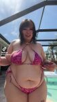 bbw belly big_belly bikini chubby dancing fat jiggle jiggling_belly jiggling_thighs katthekunt music navel poolside tiktok tiktoker two-tone_hair webm