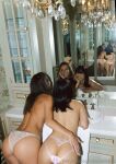 2girls ass ass_focus booty butt duo female female_only from_behind mirror misshamino multiple_girls onlyfans panties rachel_cook reflection topless watermark