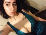 cleavage dress looking_at viewer name_request nose_piercing selfie source_request tattoo
