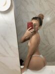 brazilian curly_hair dark-skinned_female dark_skin ebony glasses goldencurls3 latina mirror mirror_selfie nail_polish painted_nails panties selfie sitting thong topless wavy_hair white_nail_polish white_nails white_panties white_thong