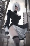 1girl 1girls cosplay nier:_automata short_female white_hair yorha_2b yorha_2b (cosplay)