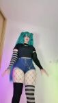 1girl cosplay fishnet_stockings hatsune_miku hatsune_miku (cosplay) tagme thick_thighs video video_with sound webm