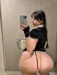 1girl ass bathroom black_eyes black_hair black_shirt bottomless braid breasts cellphone clothing cosplay female female_only from_behind holding holding_cellphone holding_phone huge_ass large_ass long_hair looking_at_viewer looking_back mirror mole_on_ass phone selfie shirt smartphone solo the_addams_family thick_thighs thighs tied_hair urthickpersiangf wednesday_addams wednesday_addams_(addams_family) wide_hips