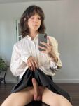 balls femboy male no_panties penis selfie shirt skirt skirt_lift smartphone sweetmossy