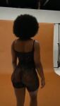 1girl afro ass ass_jiggle big_ass black_female dat_ass earrings female female_only large_ass non-nude partially_clothed shaking_ass solo sound stool transparent_clothing walking webm