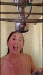 1girl areolae asian bathroom big_breasts blonde blonde_hair bottomless breasts chinese completely_nude covering_nipples dirty_talk female female_only female_solo kianna_dior long_hair looking_at viewer mature milf nude shower smile smiling solo sound talking topless water webm wet_hair wet_skin