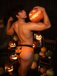 1boy ass gay halloween hglifting male male_only muscular_male pumpkin solo solo_male sourced twitter underwear white_male