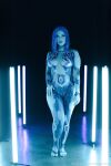 blue_hair blue_skin body_paint cortana cosplay halo_(game) halo_(series) meg_turney