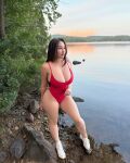 1girl brown_hair curves female female_focus female_only female_solo huge_breasts instagram lake louisa_khovanski russian russian_female